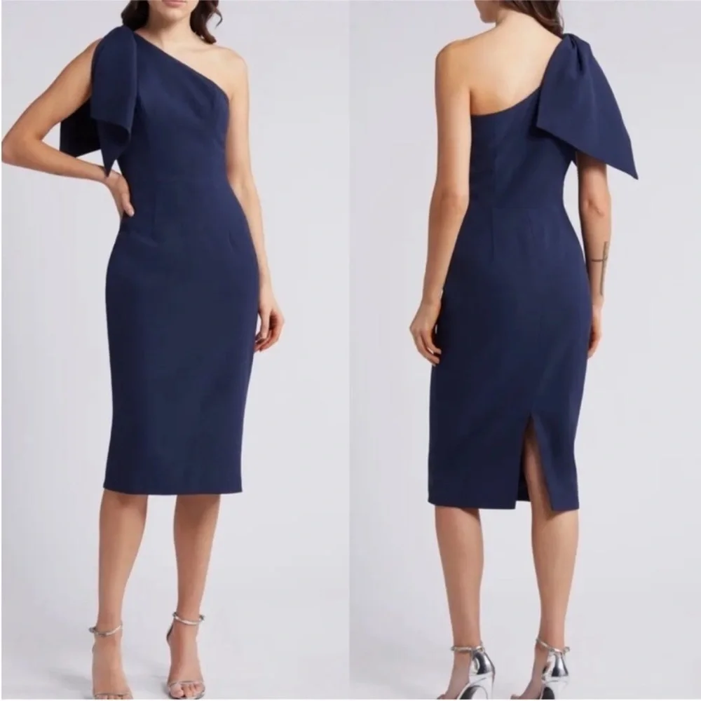 Dress The Population Tiffany One-Shoulder Navy‎ Dress NWT